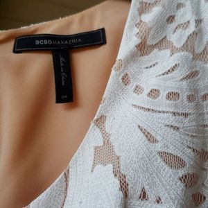 BCBG White Lace Peplum Dress sz 4